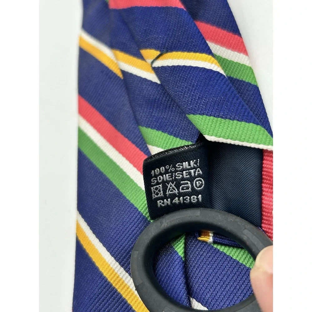 Vtg Polo Ralph Lauren Boys Silk Mulitcolor Striped Hand Finished in Italy 3x43